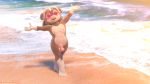  16:9 3_toes anthro arms_out beach chris_sutor delos erection exhibitionism eyes_closed feet hi_res jewelry male mammal necklace nude_beach peace_symbol public_nudity rockweed_(chris_sutor) sea seaside solo surf toes ursid water widescreen 