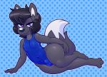  2020 acstlu anthro bulge canid canine canis clothing fox girly hi_res looking_at_viewer male mammal phurcy purple_eyes solo swimwear 