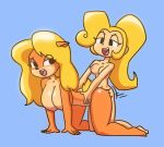 2020 5_fingers activision all_fours alternate_species ambiguous_penetration anthro anthro_penetrated black_nose blonde_hair breasts coco_bandicoot crash_bandicoot_(series) doggystyle duo female female_penetrated fingers from_behind_position gynomorph gynomorph/female gynomorph_penetrating gynomorph_penetrating_female hair half-closed_eyes hi_res human human_on_anthro human_penetrating human_penetrating_anthro humanized intersex intersex/female intersex_penetrating intersex_penetrating_female interspecies long_hair mammal marsupial motion_lines narrowed_eyes nipples nude open_mouth orange_body orange_skin penetration penile penile_penetration sex simple_background tawna_bandicoot video_games yopy 