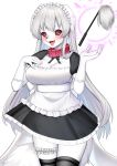  &lt;3 &lt;3_eyes 2020 5_fingers absurd_res anthro apron black_sclera blush breasts canid clothing collar corin cute_fangs female fingers gloves hair handwear hi_res long_hair maid_uniform mammal open_mouth red_eyes simple_background smile solo tongue tongue_out uniform white_background 