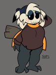  2023 3:4 anthro black_body breasts cape clothed clothing digital_media_(artwork) female game_freak generation_7_pokemon grey_background hat headgear headwear hi_res looking_at_viewer mimikyu nintendo pokemon pokemon_(species) simple_background solo spookana_(unfortu-nate) sweater tail thick_thighs topwear unfortu-nate white_eyes 