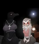 2025 3_fingers absurd_res anthro avian bare_shoulders beak bedroom_eyes big_breasts big_eyes birbmabe bird black_beak black_blush black_body black_eyebrows black_eyeshadow black_feathers blush blush_lines blushing_profusely breast_size_difference breasts breasts_apart chain chain_necklace chest_tuft closed_smile clothed clothed_anthro clothed_female clothing corvid corvus_(genus) crop_top crow curvy_figure dark_body dark_feathers detailed_background digital_drawing_(artwork) digital_media_(artwork) duo eyebrows eyelashes eyeshadow feather_tuft feathers female female/female fingers fully_clothed fully_clothed_anthro fully_clothed_female glistening glistening_body glistening_eyelids glistening_eyes glistening_feathers glistening_legs glistening_thighs grey_body grey_clothing grey_feathers grey_leggings grey_legwear half-closed_eyes hand_on_leg hand_on_own_leg hand_on_own_thigh hand_on_thigh hands_on_legs hands_on_own_legs hands_on_own_thighs hands_on_thighs head_tuft head_turned hi_res iris jewelry leggings legs_together legwear light light_body light_feathers looking_at_another looking_at_viewer makeup medium_breasts monotone_body monotone_feathers mouth_closed multicolored_body multicolored_feathers narrowed_eyes navel neck_tuft necklace night non-mammal_breasts oscine owl pantsless passerine pendant pink_clothing pink_shirt pink_topwear pupils purple_clothing purple_crop_top purple_eyes purple_shirt purple_thong purple_topwear purple_underwear red_sclera seductive shirt shy sitting small_pupils smile smiling_at_another thick_thighs thong three-quarter_view topwear tuft two_tone_body two_tone_feathers underwear white_body white_feathers white_pupils white_sclera wide_hipped_anthro wide_hipped_female wide_hips yellow_beak