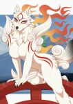 2026 amaterasu_(okami) anthro biped breasts capcom chaiteakitten claws digital_drawing_(artwork) digital_media_(artwork) female fingers front_view fur hair hi_res looking_at_viewer nude nude_anthro nude_female okami_(capcom) outside smile solo tail