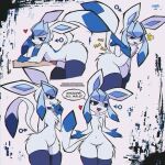 1:1 2025 4_fingers abstract_background anthro arm_tuft bent_over black_text blue_body blue_clothing blue_fur blue_inner_ear blue_legwear blue_thigh_highs chest_tuft clothing cute_fangs daxterado detailed_background dipstick_tail eeveelution english_text fangs femboy fingers fur gender_symbol generation_4_pokemon gesture glaceon hand_behind_back hand_gesture heart_symbol hi_res laugh leaning leaning_forward legwear looking_at_viewer male male_symbol markings mouth_closed narrowed_eyes navel nintendo open_mouth open_smile pointing pokemon pokemon_(species) shoulder_tuft small_waist smile solo standing symbol tail tail_markings teeth text thigh_highs thigh_highs_only tuft url white_eyes wide_hips yellow_text