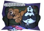 2026 anthro aroused b_(dead_stray_bear) balls beanie beanie_only bear belly black_body black_fur blush blush_lines briefs briefs_removed brown_bear brown_body brown_fur casual_nudity clothing cody_luis colored dead_stray_bear determined dialogue digital_drawing_(artwork) digital_media_(artwork) duo ellipsis english_description english_text erection facial_hair feet flaccid foot_fetish foot_in_face foreskin fur furniture gaming genitals giant_panda goatee hat hat_only headgear headgear_only headwear headwear_only heart_symbol hi_res inside leaning leaning_sideways male male/male male_anthro mammal mostly_nude navel on_sofa overweight overweight_anthro overweight_male penis playing_video_game red_beanie red_clothing red_hat red_headwear round_ears shaded sitting sitting_on_ground sitting_on_sofa sofa speech_bubble text tongue tongue_out underwear underwear_on_floor ursine white_body white_fur