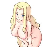  blonde_hair blue_eyes blush breasts girutaabo huge_breasts leaning_forward long_hair nipples nude nude_filter princess_pride rockman rockman_exe solo third-party_edit very_long_hair 