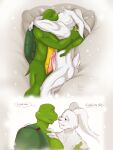 absurd_res anthro bed bedroom bedroom_eyes bedroom_sex bodily_fluids digit_ring duo ears_back ears_down eyes_closed frottage fur furniture genital_fluids genitals green_body green_scales hi_res hug hugging_another humanoid_genitalia humanoid_penis jewelry kiss_on_lips kissing lagomorph leonardo_(tmnt) leporid male male/male mammal married married_couple married_man mishajeans miyamoto_usagi muscular muscular_anthro muscular_male narrowed_eyes nude penile penis penises_touching pivoted_ears precum rabbit reptile ring romantic romantic_couple romantic_sex scales scalie seductive sex shell teenage_mutant_ninja_turtles text turtle turtle_shell usagi_yojimbo wedding_ring white_body white_fur