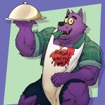  anthro apron bernard_(ok_k.o.!_lbh) canid canine canis cartoon_network clothing flannel_shirt hi_res male mammal muscular muscular_anthro muscular_male ok_k.o.!_let&#039;s_be_heroes serving_tray solo were werecanid werecanine werewolf wolf wulfer-shepherd 