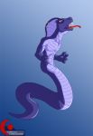 2007 anthro apode blue_body draconcopode fangs male multicolored_body muscular muscular_anthro muscular_male naga open_mouth red_eyes reptile saruuk scalie serpentine simple_background snake solo tongue tongue_out two_tone_body 