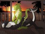  anthro anthro_on_anthro black_body blue_eyes breasts cetacean claws clenched_teeth cowgirl_position delphinoid detailed_background duo eyes_closed fangs female female_on_top female_penetrated green_body horn interspecies lizard looking_pleasured lying male male/female male_on_bottom male_penetrating male_penetrating_female mammal marine multicolored_body muscular muscular_anthro muscular_female muscular_male nipples oceanic_dolphin on_bottom on_top open_mouth open_smile orca penetration reptile romantic_ambiance saruuk scalie sex smile teeth toothed_whale two_tone_body white_body 