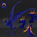  2020 absurd_res ambiguous_gender blue_body blue_eyes blue_scales claws digital_media_(artwork) dragon dream-fractures feral hi_res horn membrane_(anatomy) membranous_wings model_sheet scales scalie solo spines western_dragon wings 