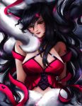  &lt;3 ahri_(lol) animal_humanoid big_breasts black_hair breasts brown_eyes camisole canid canid_humanoid canine canine_humanoid choker clothed clothing eyelashes female fluffy fluffy_tail fox_humanoid fur hair hi_res humanoid jewelry league_of_legends light_skin lingerie lips long_hair looking_at_viewer lying mammal mammal_humanoid monotone_hair multi_tail necklace on_back red_clothing red_topwear ribbons riot_games signature solo topwear video_games weisart20 white_body white_fur 