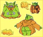  anus backsack balls border butt cellulite clothing dragon_quest footwear genitals ghost_hands green_body green_skin hair hand_on_butt haven_(artist) humanoid king_trode_(dragon_quest) looking_at_viewer male open_mouth overweight overweight_humanoid overweight_male presenting presenting_anus presenting_hindquarters robe shoes simple_background solo spread_butt spreading square_enix surprise video_games wrinkles yellow_border 