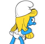  absurd_res anthro clothing damasco25 exposed female hi_res humanoid mammal not_furry panties smurf smurfette solo the_smurfs underwear upskirt 