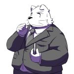  1:1 2015 anthro belly clothing emufu humanoid_hands kemono male mammal necktie overweight overweight_anthro overweight_male shirt simple_background solo topwear white_background 