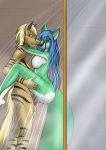  anthro aventis aventis_vixxx balls blonde_hair blue_hair breasts brown_eyes butt canid canine duo equid equine female female_penetrated fox fur genitals green_body green_eyes green_fur hair hi_res male male/female male_penetrating male_penetrating_female mammal orange_body orange_fur penetration penis pussy sex shower shower_sex striped_body striped_fur stripes vaginal vaginal_penetration water 