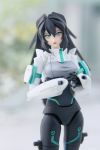  1girl akt01x black_hair grey_eyes gundam gundam_build_divers gundam_build_divers_re:rise gunpla hands_together highres looking_at_viewer may_(gundam_build_divers_re:rise) model_kit open_mouth photo solo 