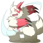  1:1 2015 anthro belly cute_fangs emufu fur kemono male nintendo overweight overweight_anthro pink_nose pok&eacute;mon pok&eacute;mon_(species) red_body red_fur simple_background solo video_games white_background white_body white_fur zangoose 