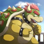  1:1 2015 anthro belly biped blush bowser emufu fangs kemono koopa male mario_bros nintendo outside overweight overweight_anthro scalie solo video_games 