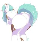  &lt;3 2018 anthro bedroom_eyes bent_over big_breasts big_butt blep breasts butt catsmeow female green_hair hair huge_butt looking_back mammal narrowed_eyes nipples nude seductive solo tongue tongue_out 