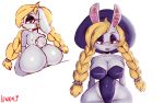  absurd_res anthro blonde_hair breasts broodal digital_media_(artwork) female hair hariet_(mario) hi_res lagomorph leporid lewnoli mammal mario_bros nintendo rabbit short_stack simple_background solo super_mario_odyssey video_games 