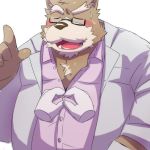  1:1 2017 anthro belly blush bodily_fluids brown_body brown_fur clothing emufu fur humanoid_hands kemono male mammal overweight overweight_anthro overweight_male shirt simple_background solo solo_focus sweat topwear ursid white_background 