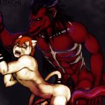  1:1 anal anal_penetration anthro baelom balls bdsm bondage bound butt canid canid_demon canine canis demon domestic_cat domestic_dog duo erection felid feline felis genitals grinding hellhound hi_res horn interspecies looking_back looking_pleasured loxchi male male/male male_penetrated mammal nude open_mouth orgasm_denial penetration penis piercing ranoole sex simple_background submissive tentacles tongue tongue_out 