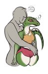  alpha_channel anon anthro blush bra breasts clothing colored_sketch confusion duo female hug human larger_human lizard male male/female mammal reptile scalie size_difference small_breasts smaller_anthro sports_bra sportswear tagme underwear vagoncho 
