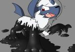 absol animal_genitalia animal_penis black_body black_goo black_nose black_penis blue_body blue_skin blue_tail canine_penis corruption crisstail erection feral fur genitals goo_transformation grey_background knot latex_transformation living_latex male nintendo open_mouth penis pok&eacute;mon pok&eacute;mon_(species) red_eyes rubber simple_background solo standing story story_in_description transformation video_games white_body white_fur 