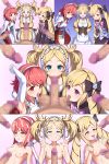  3girls 5boys absurdres black_bow blonde_hair blue_eyes bow breasts closed_mouth cum cum_on_body cum_on_hair cum_on_upper_body dress elise_(fire_emblem) facial fellatio fire_emblem fire_emblem_awakening fire_emblem_fates grin hair_bow hairband highres hondaranya huge_filesize hypnosis japanese_clothes lissa_(fire_emblem) long_hair long_sleeves mind_control multicolored_hair multiple_boys multiple_girls multiple_penises nipples nude open_mouth oral penis pink_eyes pink_hair purple_eyes purple_hair sakura_(fire_emblem) short_hair small_breasts smile tongue tongue_out twintails 
