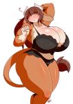  absurd_res anthro big_breasts bovid bovine bra breasts brown_hair cleavage clothed clothing female green_eyes hair hi_res huge_breasts mammal mrsakai panties pose simple_background solo thick_thighs underwear white_background 