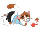  4:3 anthro claws domestic_cat felid feline felis hi_res male mammal paperclip_(artist) pawpads paws playing roger_mello slightly_chubby solo turkish_van yarn yarn_ball 