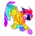  2020 alpha_channel ambiguous_gender anthro artfight commissions_open digital_drawing_(artwork) digital_media_(artwork) fan_character feral frillious iris jumping leaping nude one_eye_closed pounce rainbow running smile solo tongue tongue_out unknown_species wink 