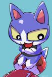  animal_crossing anthro blue_body blue_fur blush bodily_fluids chibi domestic_cat duo facesitting felid feline felis fur kid_cat_(animal_crossing) male male/male mammal negigi nintendo sweat tom_(animal_crossing) video_games white_body white_fur yellow_eyes 