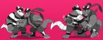  absurd_res action_pose action_scene anthro blood bodily_fluids daemon_(hikazedragon) dragon dragon_fist_(hikazedragon) duo good_and_evil gut_punch gutpunch hi_res hikazedragon lizard male mask monochrome muscular muscular_anthro muscular_male open_mouth pink_background pose reptile scalie simple_background superhero supervillain undead 