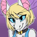  1:1 animated anthro bell bell_collar blush collar female khaoticvex looking_at_viewer low_res mammal out-of-placers short_playtime simple_background smile solo veela webcomic yinglet 