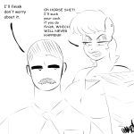  1:1 angry anthro big_breasts breasts dialogue english_text equid equine facial_hair female friendship_is_magic hasbro hi_res human male mammal mature_female monochrome ms._harshwhinny_(mlp) mustache my_little_pony necktie ponker simple_background text white_background 