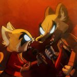  1:1 2020 aggressive_retsuko ailurid anthro clothed clothing digital_media_(artwork) female fur group haida hyaenid katnay male mammal red_panda retsuko sanrio simple_background spotted_hyena 