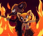  2020 aggressive_retsuko ailurid anthro clothed clothing digital_media_(artwork) female fur group haida hyaenid katnay male mammal red_panda retsuko sanrio simple_background spotted_hyena 