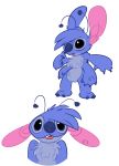  2017 4_arms alien antennae_(anatomy) black_eyes blue_body blue_fur blue_hair blue_nose chest_tuft disney ears_down experiment_(lilo_and_stitch) fingers fur hair hi_res lilo_and_stitch long_tail male multi_arm multi_limb no_sclera pivoted_ears semi-anthro sharp_teeth stitch_(lilo_and_stitch) teeth trevor-fox tuft 