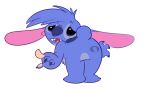  2017 alien blue_body blue_fur blue_hair blue_nose butt claws disney ears_down experiment_(lilo_and_stitch) fur hair human_to_semi-anthro lilo_and_stitch long_ears male open_mouth pivoted_ears semi-anthro small_tail species_transformation standing stitch_(lilo_and_stitch) teeth toe_claws transformation trevor-fox tuft 