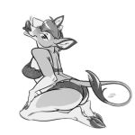  1:1 anthro big_butt bovid bovine breasts butt cattle clothing cloven_hooves ear_piercing ear_ring female greyscale hand_on_leg hand_on_thigh hi_res hooves inner_ear_fluff jacqueline_(nicnak044) jersey_cattle lingerie looking_at_viewer mammal monochrome open_mouth pegibruno piercing pinup pinup_pose pose side_boob simple_background sketch solo tail_tuft tuft white_background 