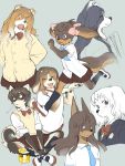  3:4 anthro canid canine canis clothing domestic_dog female group kemono kikurage mammal school_uniform uniform young 