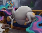  belly big_belly big_teats butt cake crown cutie_mark difetra equid equine erect_nipples feathered_wings feathers female feral food friendship_is_magic genitals hair hasbro hi_res horn hyper hyper_pregnancy looking_at_viewer lying mammal multicolored_hair my_little_pony nipples nude on_side pregnant princess_celestia_(mlp) pussy smile solo teats tongue tongue_out winged_unicorn wings 