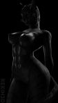  3d_(artwork) 4k 9:16 abs absurd_res anthro areola bethesda_softworks big_breasts blender_(software) breasts comandorekin digital_media_(artwork) felid female genitals hi_res khajiit mammal monochrome nipples nude pussy solo the_elder_scrolls video_games 