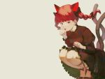  animal_ears bow braids catgirl dress kaenbyou_rin kagari_(hig_lley) multiple_tails red_eyes red_hair tail touhou twintails 