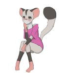  anthro big_tail blush bottomless clothed clothing fur girly gregg hi_res knock-kneed lemur long_tail looking_at_viewer male mammal marsupial multicolored_body multicolored_fur parsnip_(game) petaurid phalangeriform primate shirt shoulderless_shirt simple_background sitting smile solo strepsirrhine sugar_glider the_testimony_of_trixie_glimmer_smith topwear white_background 