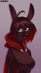  absurd_res animal_humanoid anthro blackrabbitshone blue_eyes brown_body brown_fur clothing cross female fur hi_res humanoid lagomorph lagomorph_humanoid leporid_humanoid mammal mammal_humanoid pointy_hair rabbit_humanoid red_coat ruby_rose rwby smile solo 