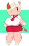  2020 absurd_res animal_crossing anthro big_breasts blush blush_stickers breasts clothed clothing digital_media_(artwork) female food food_creature fruit hi_res horn mammal mehdrawings merengue_(animal_crossing) nintendo plant rhinocerotoid short_stack signature solo strawberry thick_thighs video_games 