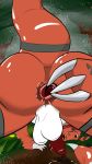  absurd_res anal anal_masturbation anthro anus bodily_fluids digimon digimon_(species) gaping gaping_anus guilmon hi_res male male/male maski_(author) masturbation saliva scalie solo solo_focus 